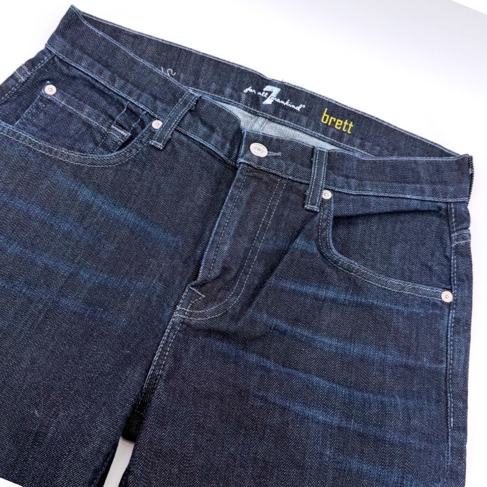 7 For All Mankind Brett Jeans Men 30x30 Dark Wash Slim Bootcut Denim Made in USA